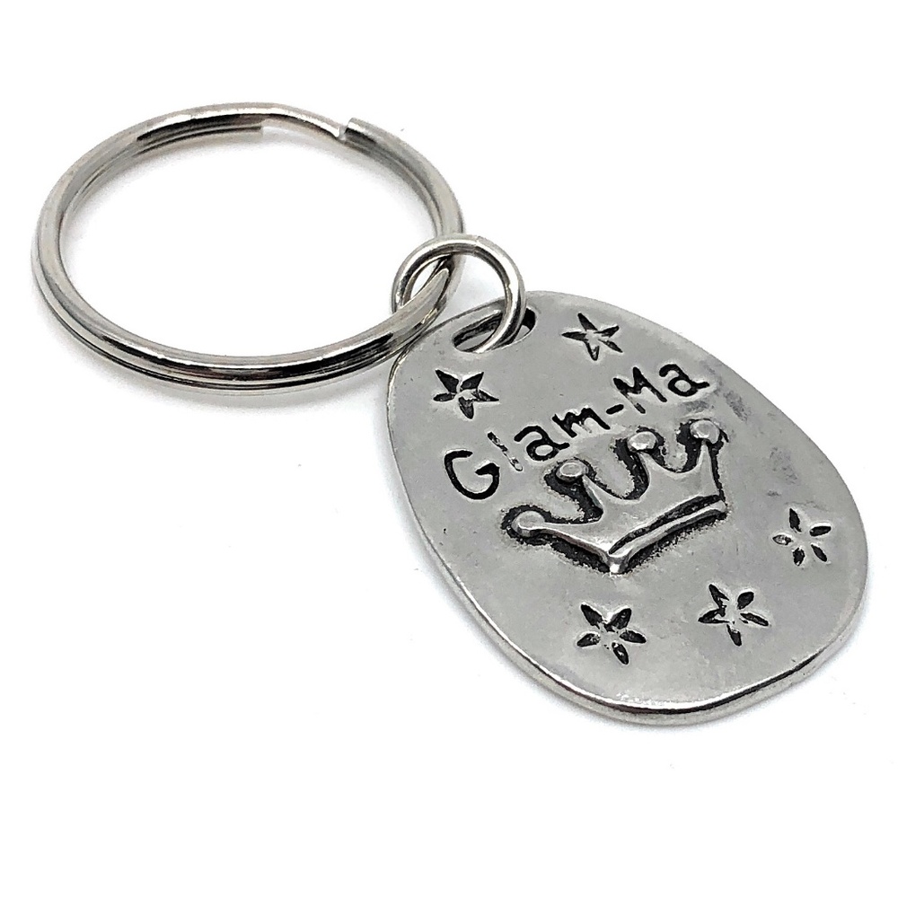 Grandma Glam-ma Mom Pewter Key Ring Fob Charm Nana Grandchildren NEW